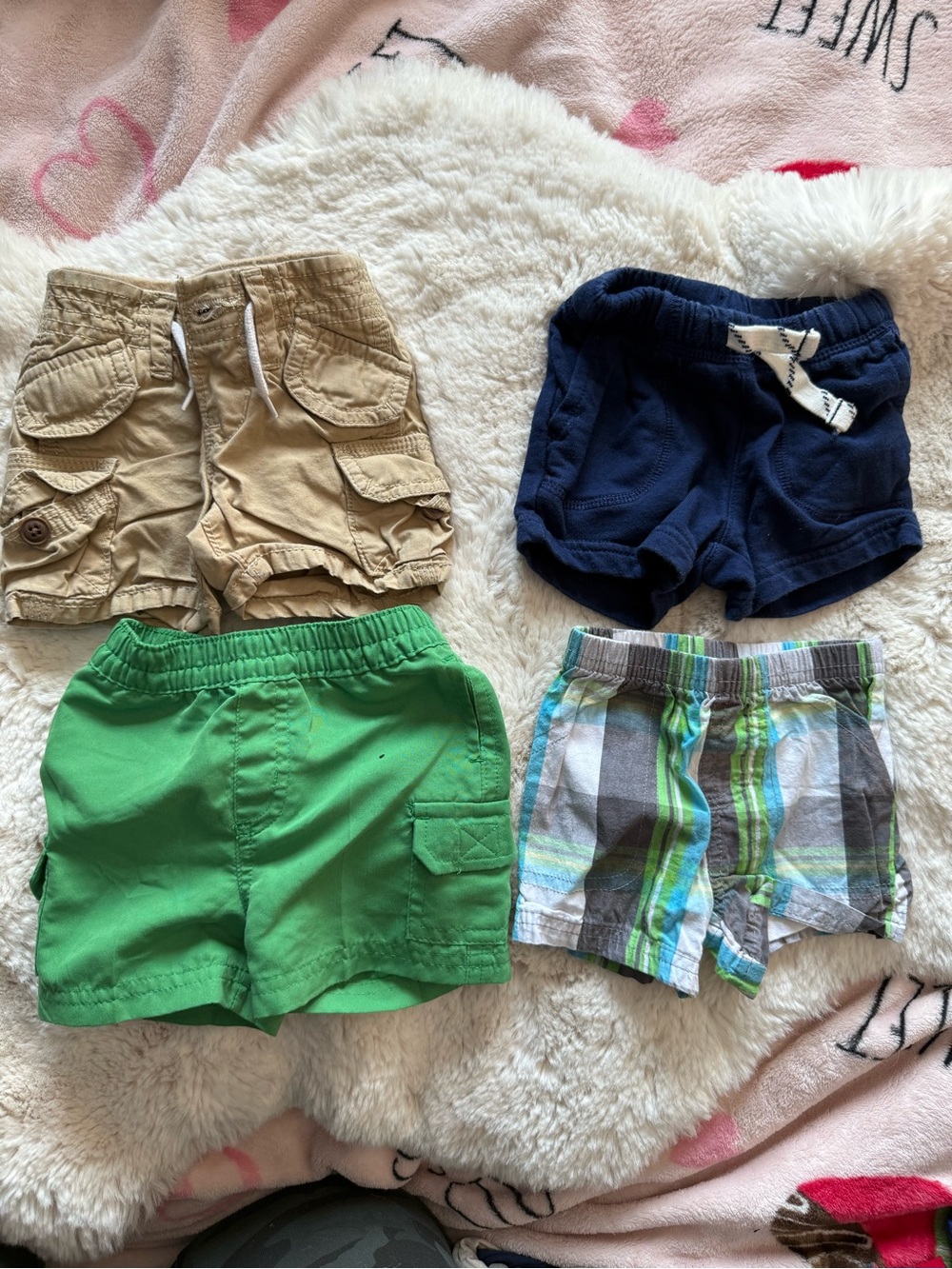 Assorted Kids' Shorts - Green, Tan, Navy, Plaid